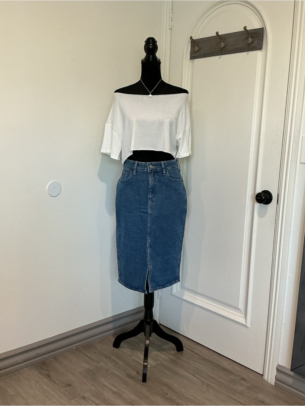 GAP Blue Denim Pencil Skirt with Front Vent